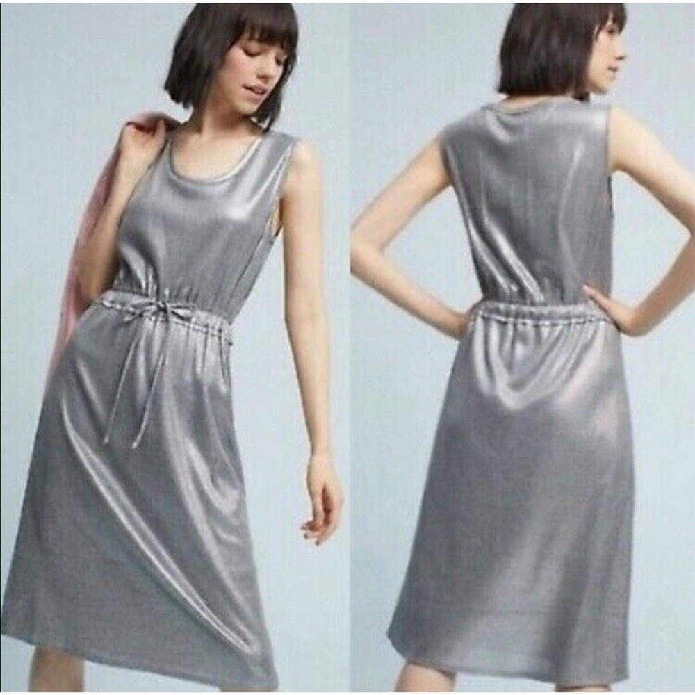 NWT Dolan Left Coast Anthropologie Womens Tank Dress Size XS Metallic Drawstring